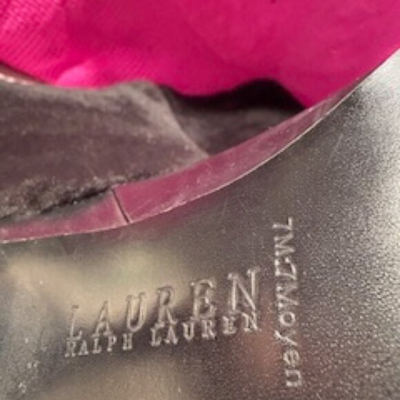 Ralph Lauren leather heeled boots with faux shearling. - Picture 5 of 5